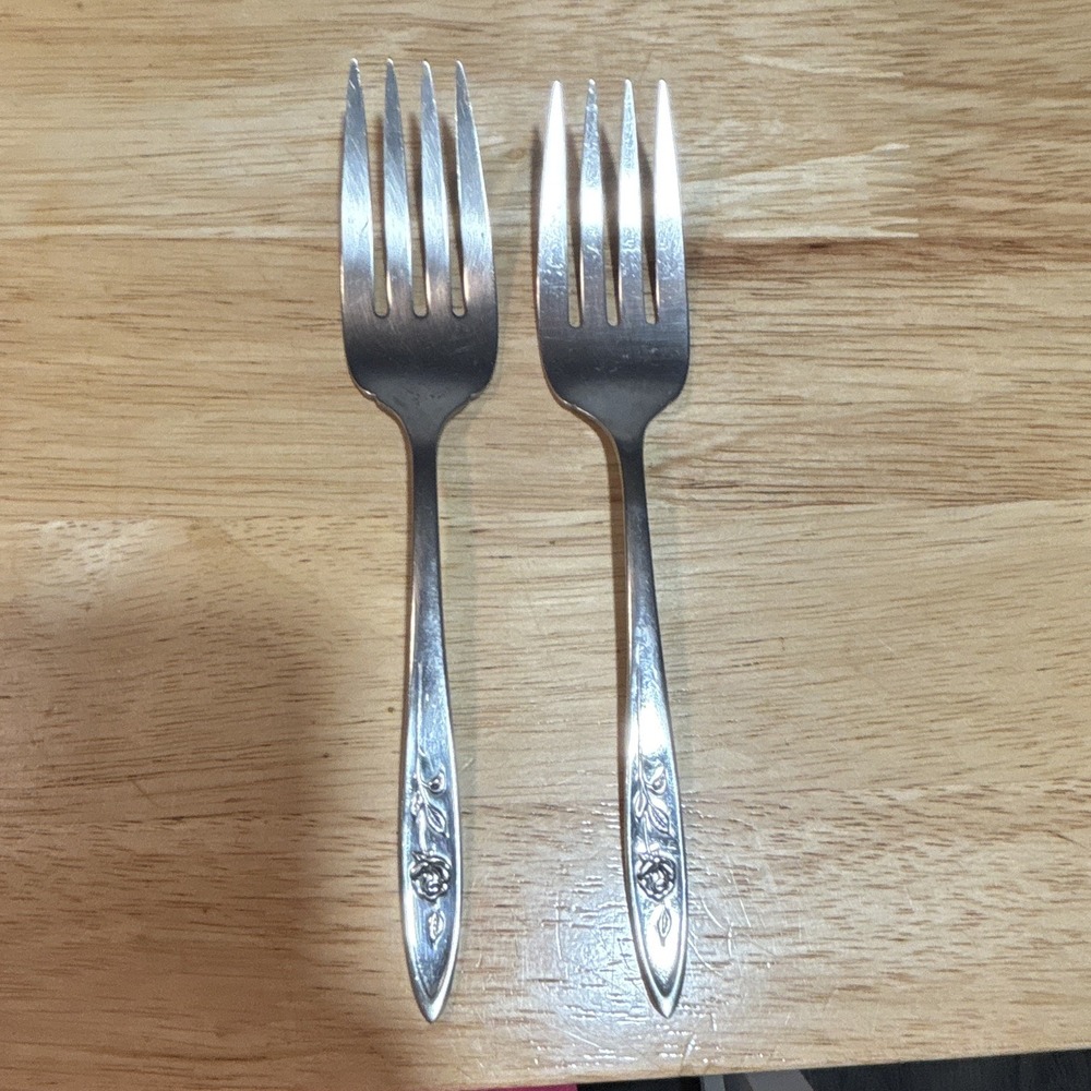 Oneida Vintage Community, Stainless Steel "My Rose" Large Serving Forks, (2)